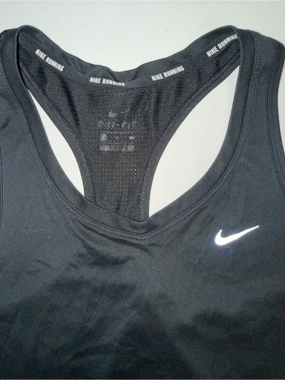 Nike Black Racerback Dri-FIT Tank with White Swoosh